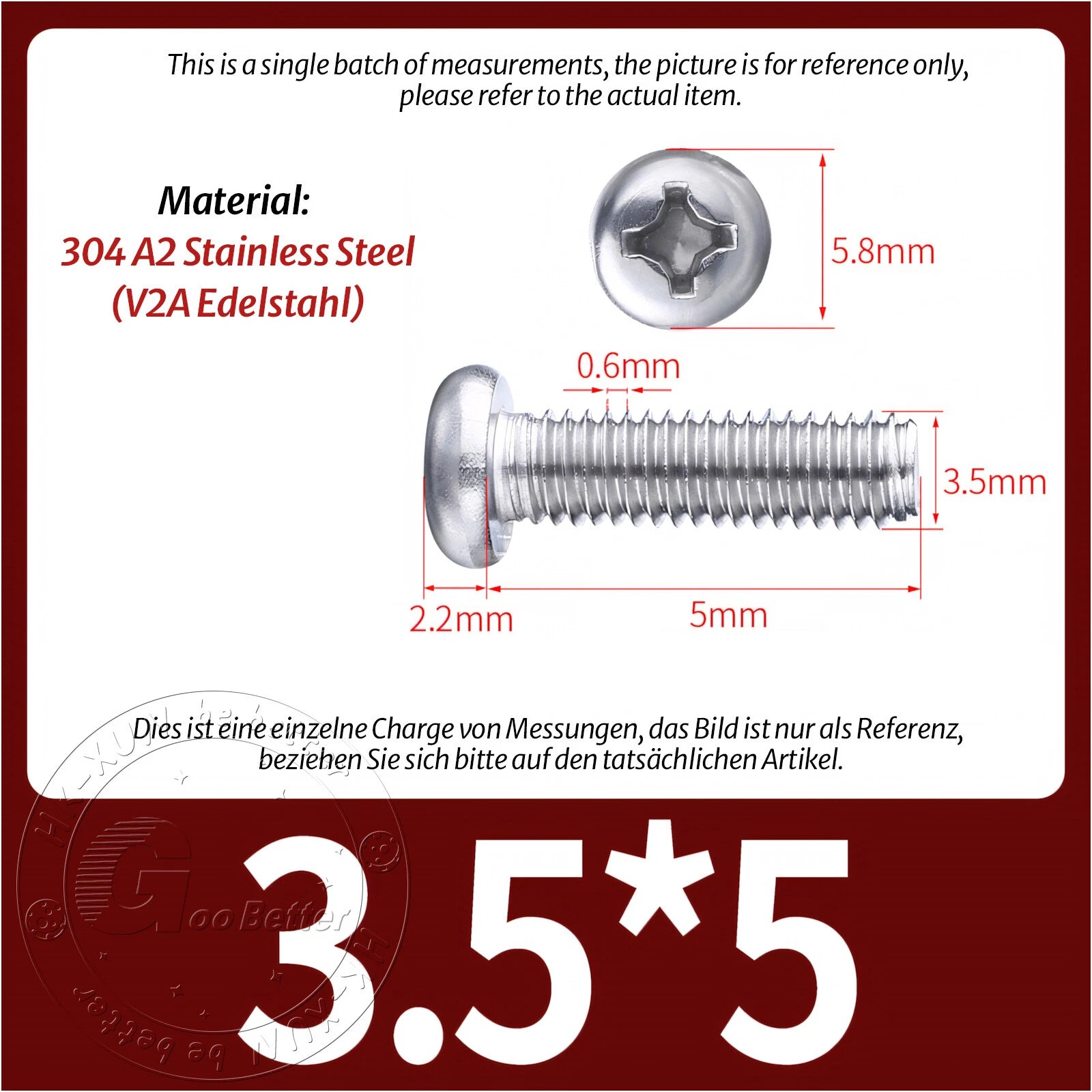 M3 M3.5 Phillips Pan Head Machine Screws – A2 Stainless Steel DIN 7985H (3–180mm Lengths)