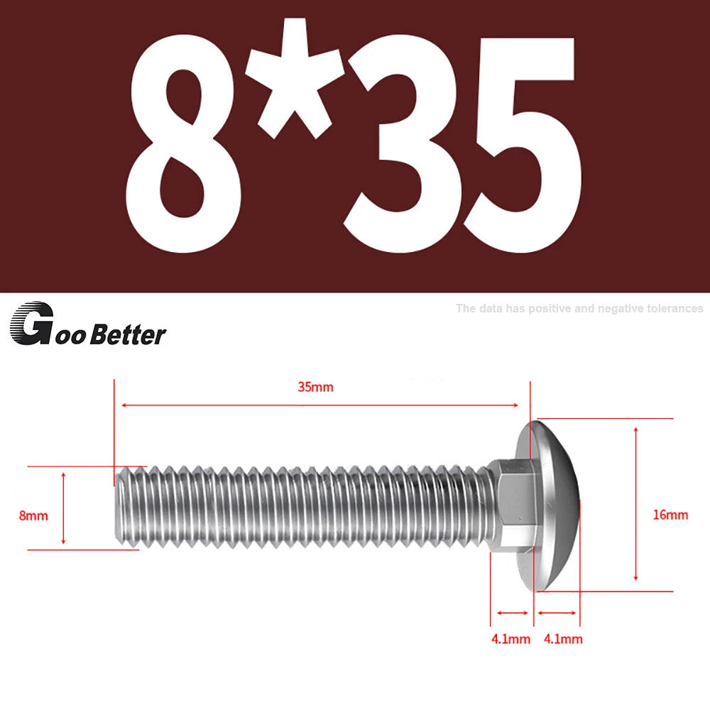 M4–M12 Carriage Bolts A2 Stainless Steel | Cup Square Neck Screws