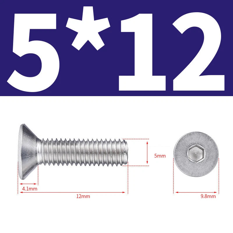 Allen Countersunk Head Screws V4A Steel Hexagon Socket Flat Head Machine Screw