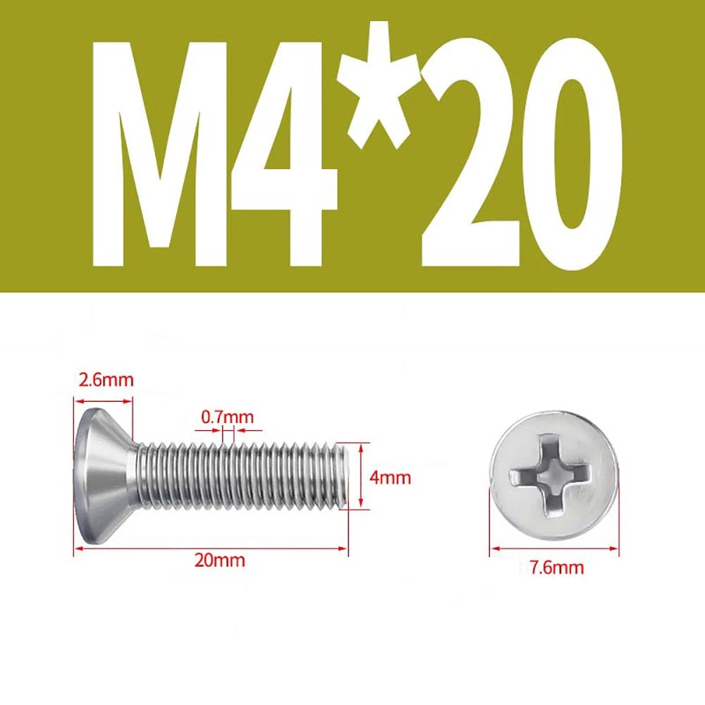 M2–M8 A4 Stainless Steel Phillips Countersunk Screws – Marine Grade, DIN 965, Fully Threaded (3–100mm)