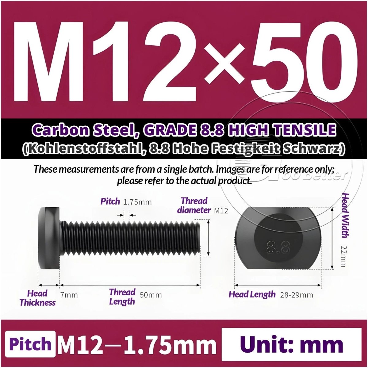 T - Slot Bolts M6 to M20 | Grade 8.8 High Tensile | T - Track Bolts 16mm–500mm - HomeDIYer