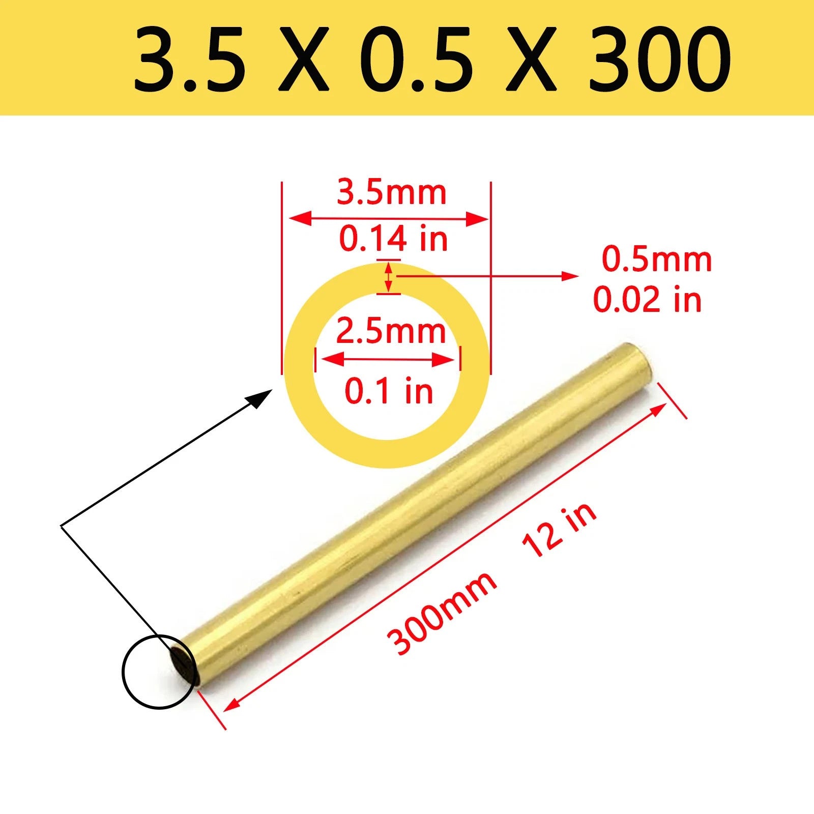 Brass Tubes ROUND PIPE Cu 62% OD 2mm 3mm 4mm 5mm 6mm To 25mm Length 300mm 0.3m
