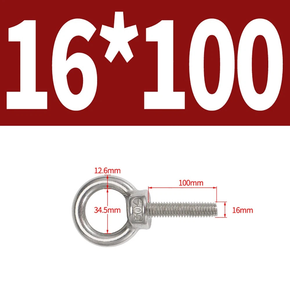 A2 Stainless Steel Eye Bolts DIN 580 — M10 M12 M14 M16 M18 M20 M24 Lifting Ring Bolt