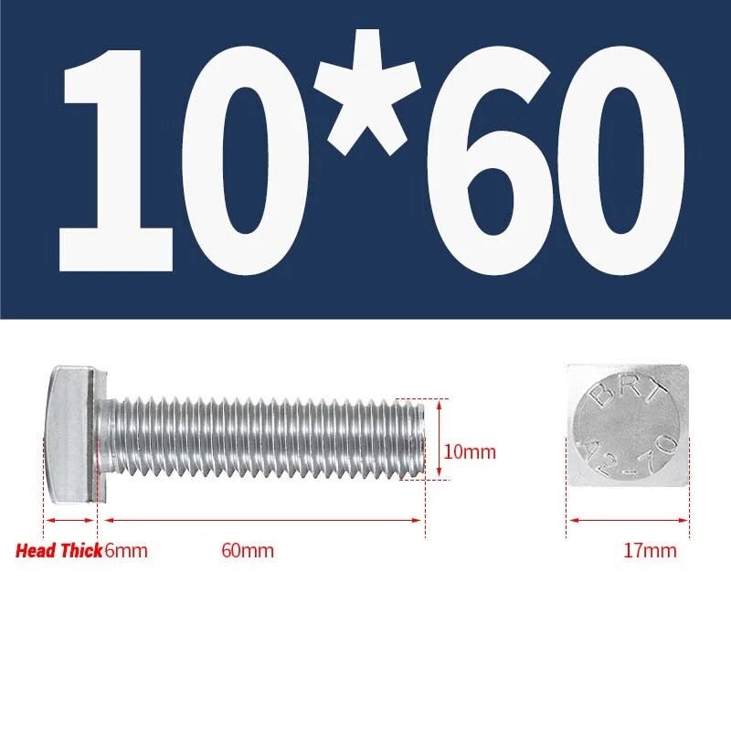 Square Head Bolts M4 M5 M6 M8 M10 M12 — A2 304 Stainless Steel, Multiple Lengths - HomeDIYer