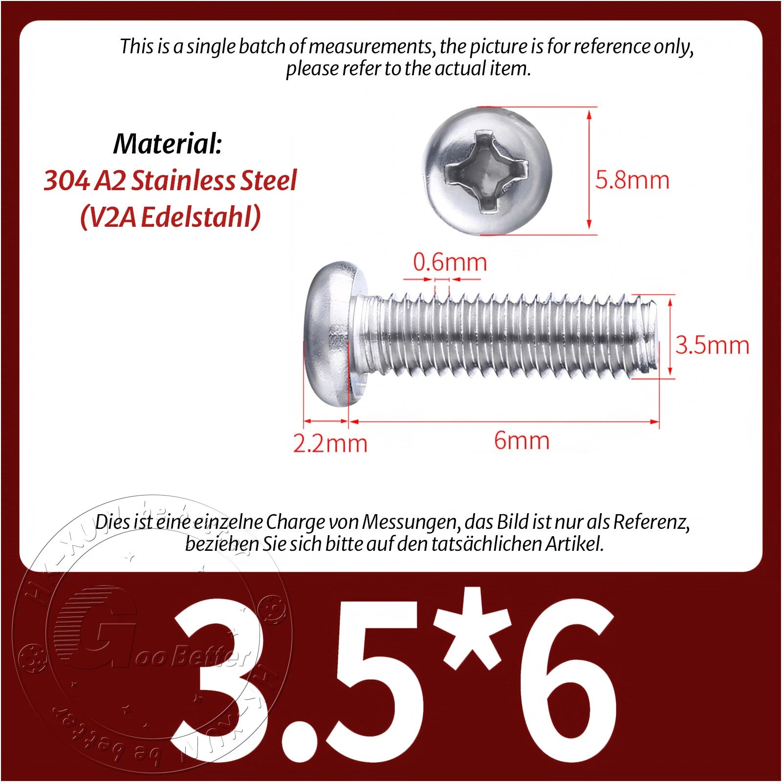 M3 M3.5 Phillips Pan Head Machine Screws – A2 Stainless Steel DIN 7985H (3–180mm Lengths)