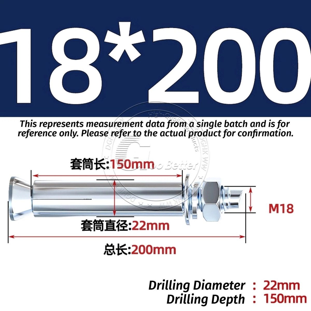 Concrete Expansion Anchor Bolts M6–M20, Extra Long Masonry Wall Screws – Iron Blue White Zinc / Iron - colour Zinc - HomeDIYer