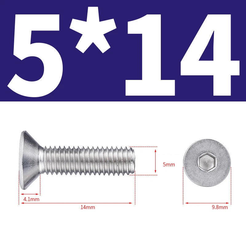 Allen Countersunk Head Screws V4A Steel Hexagon Socket Flat Head Machine Screw