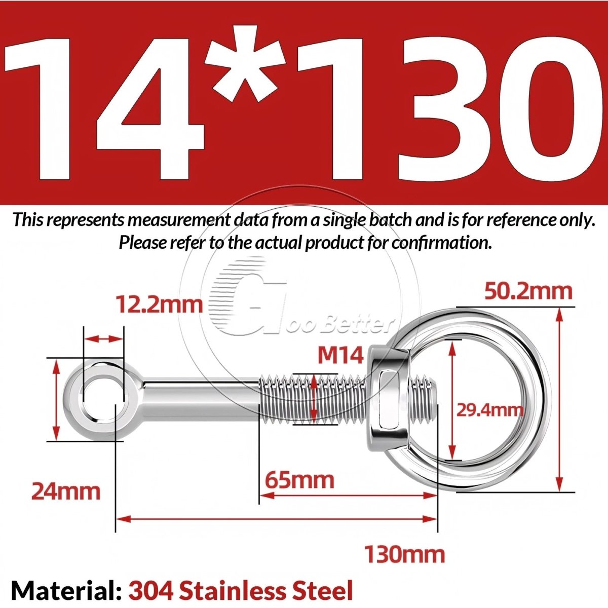 M10 M12 M14 Stainless Steel Eye Bolt & Eye Nut Set — A2 - 304, Threaded Lifting Ring - HomeDIYer