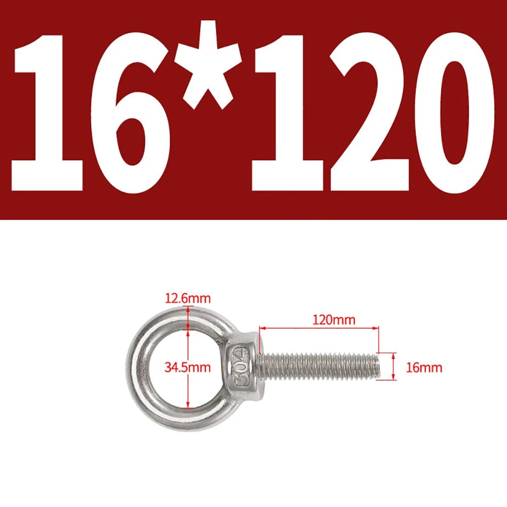 A2 Stainless Steel Eye Bolts DIN 580 — M10 M12 M14 M16 M18 M20 M24 Lifting Ring Bolt