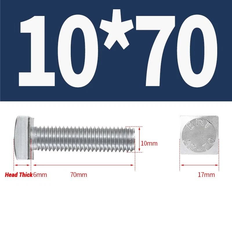 Square Head Bolts M4 M5 M6 M8 M10 M12 — A2 304 Stainless Steel, Multiple Lengths - HomeDIYer