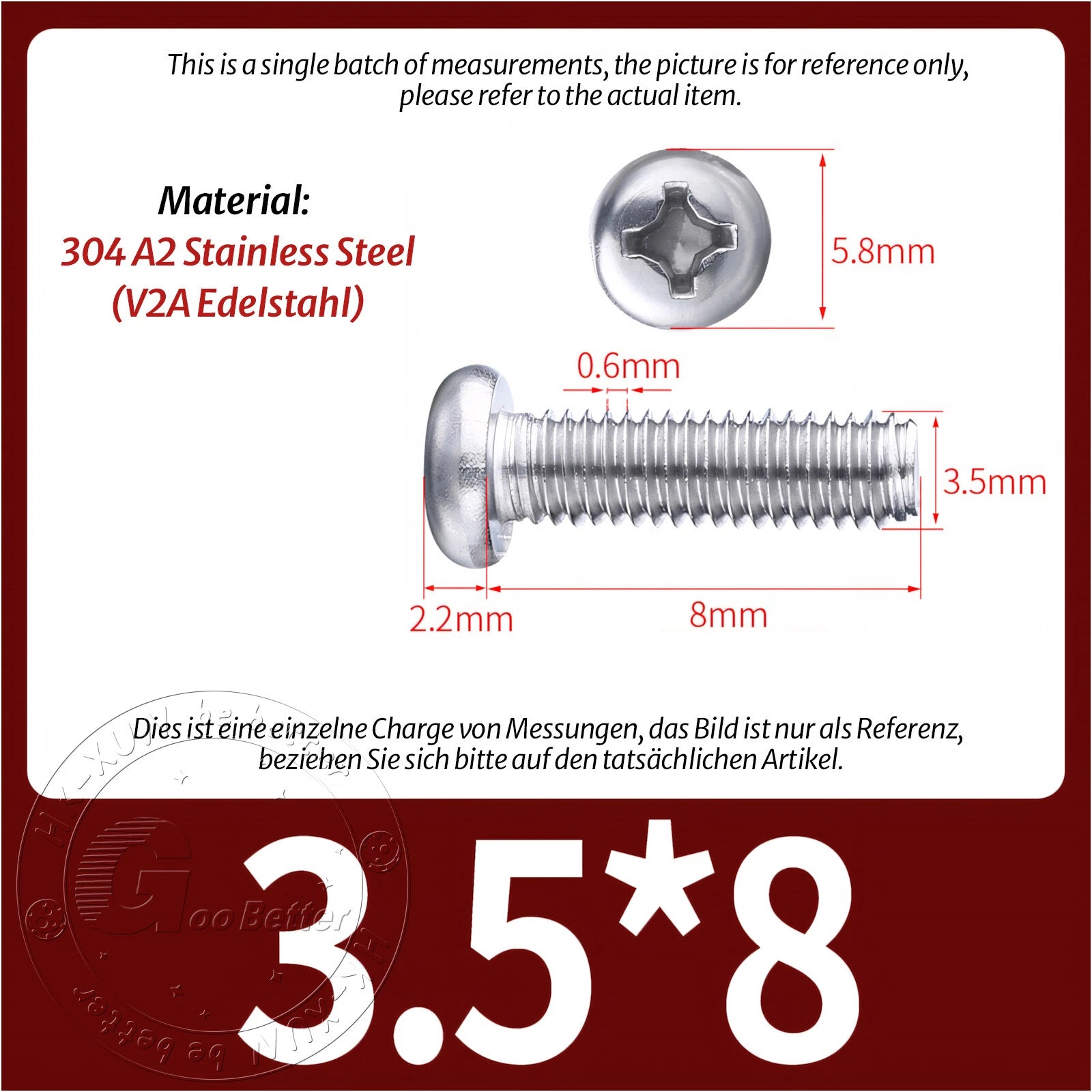 M3 M3.5 Phillips Pan Head Machine Screws – A2 Stainless Steel DIN 7985H (3–180mm Lengths)