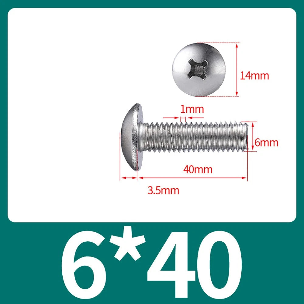 M4-M8 Phillips Truss Head Machine Screw Large Flat Head Screws Stainless Steel