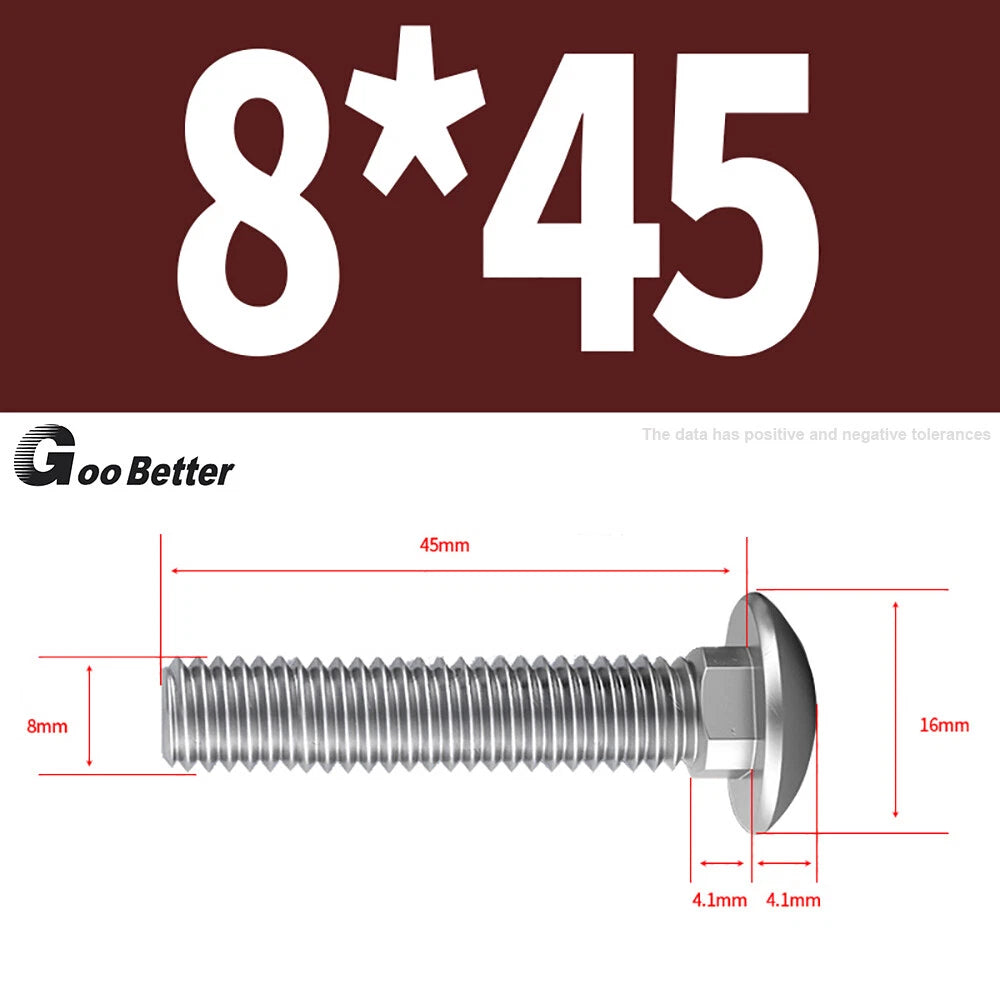 M4–M12 Carriage Bolts A2 Stainless Steel | Cup Square Neck Screws