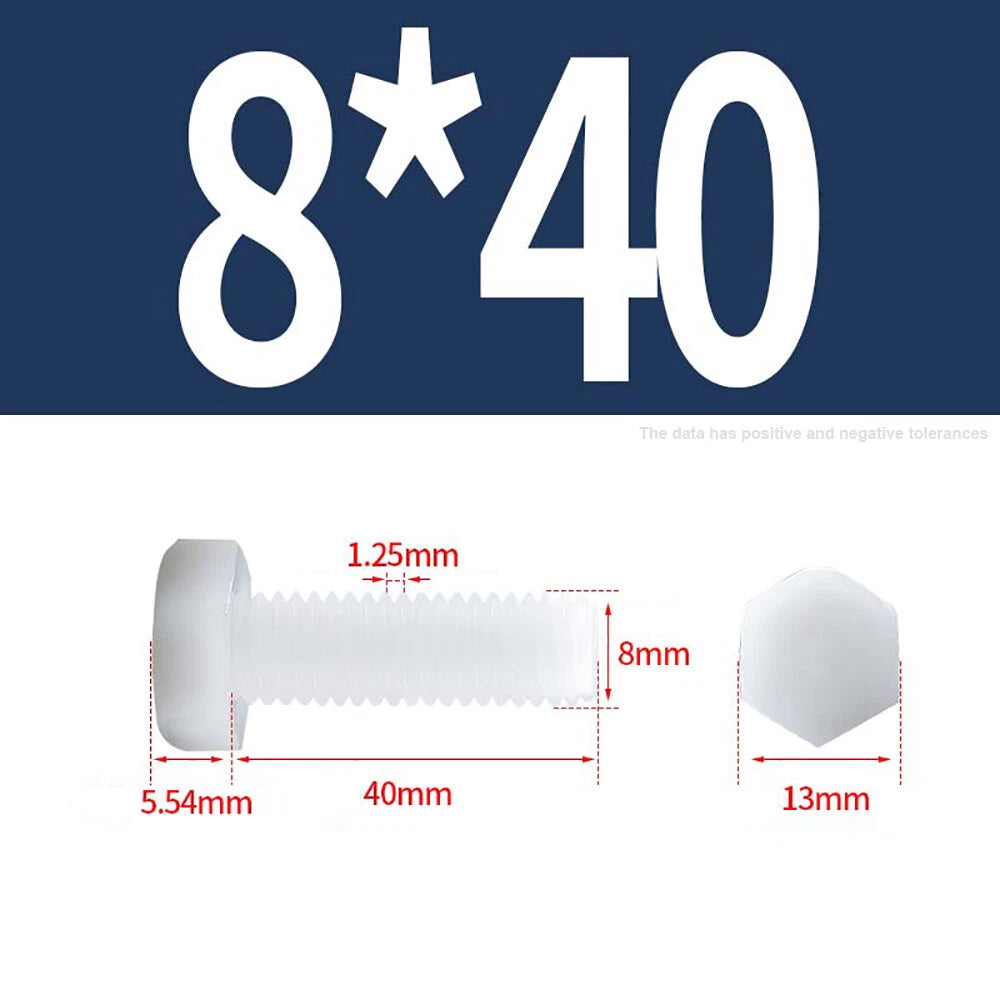 M3–M12 White Nylon Hex Bolts | Plastic Hexagon Head Machine Screws DIN 933