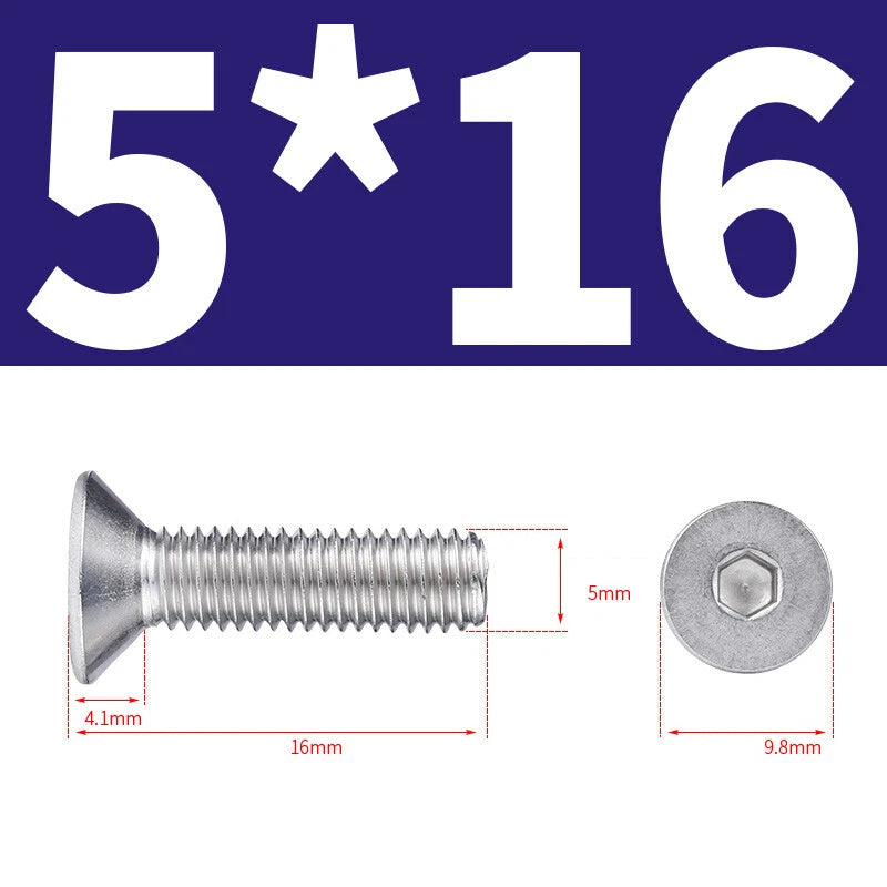 Allen Countersunk Head Screws V4A Steel Hexagon Socket Flat Head Machine Screw