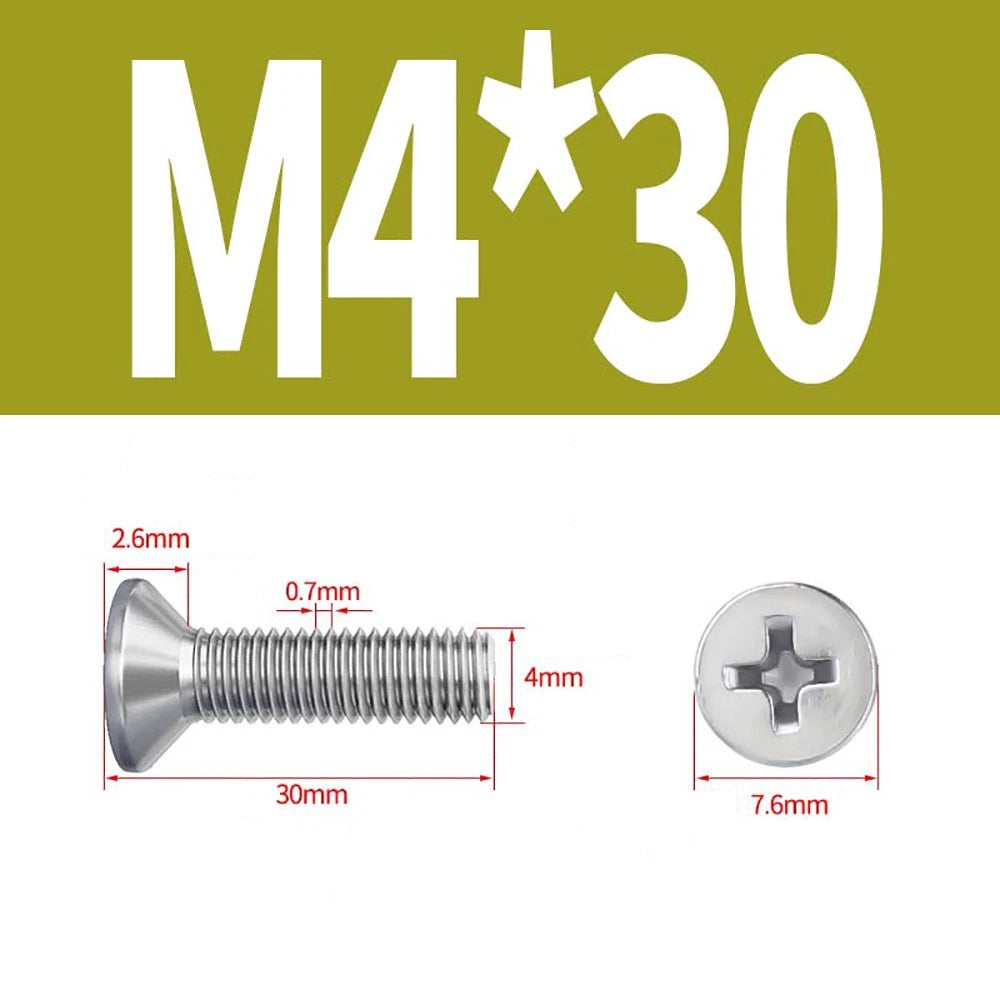 M2–M8 A4 Stainless Steel Phillips Countersunk Screws – Marine Grade, DIN 965, Fully Threaded (3–100mm)
