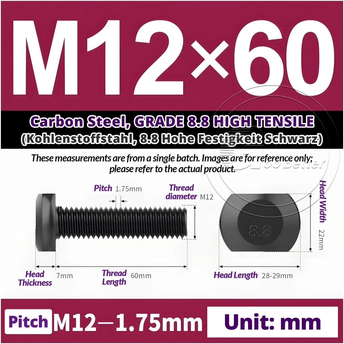 T - Slot Bolts M6 to M20 | Grade 8.8 High Tensile | T - Track Bolts 16mm–500mm - HomeDIYer