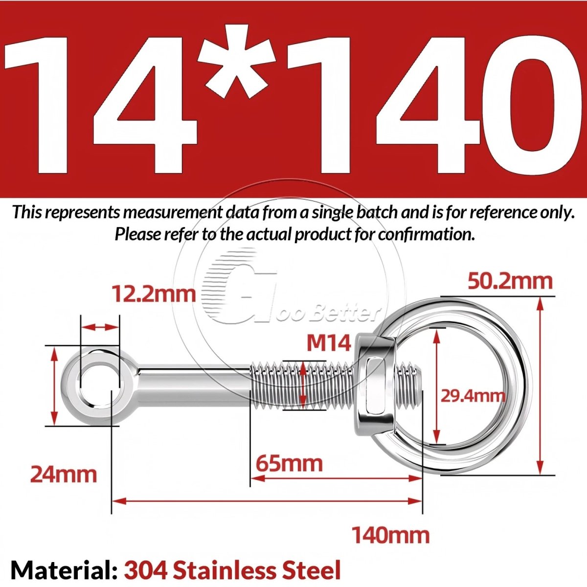 M10 M12 M14 Stainless Steel Eye Bolt & Eye Nut Set — A2 - 304, Threaded Lifting Ring - HomeDIYer