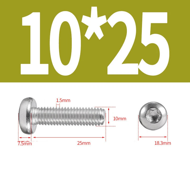 M6 M8 M10 A2 STAINLESS STEEL TORX PAN HEAD MACHINE SCREWS HEXOBULAR BOLTS