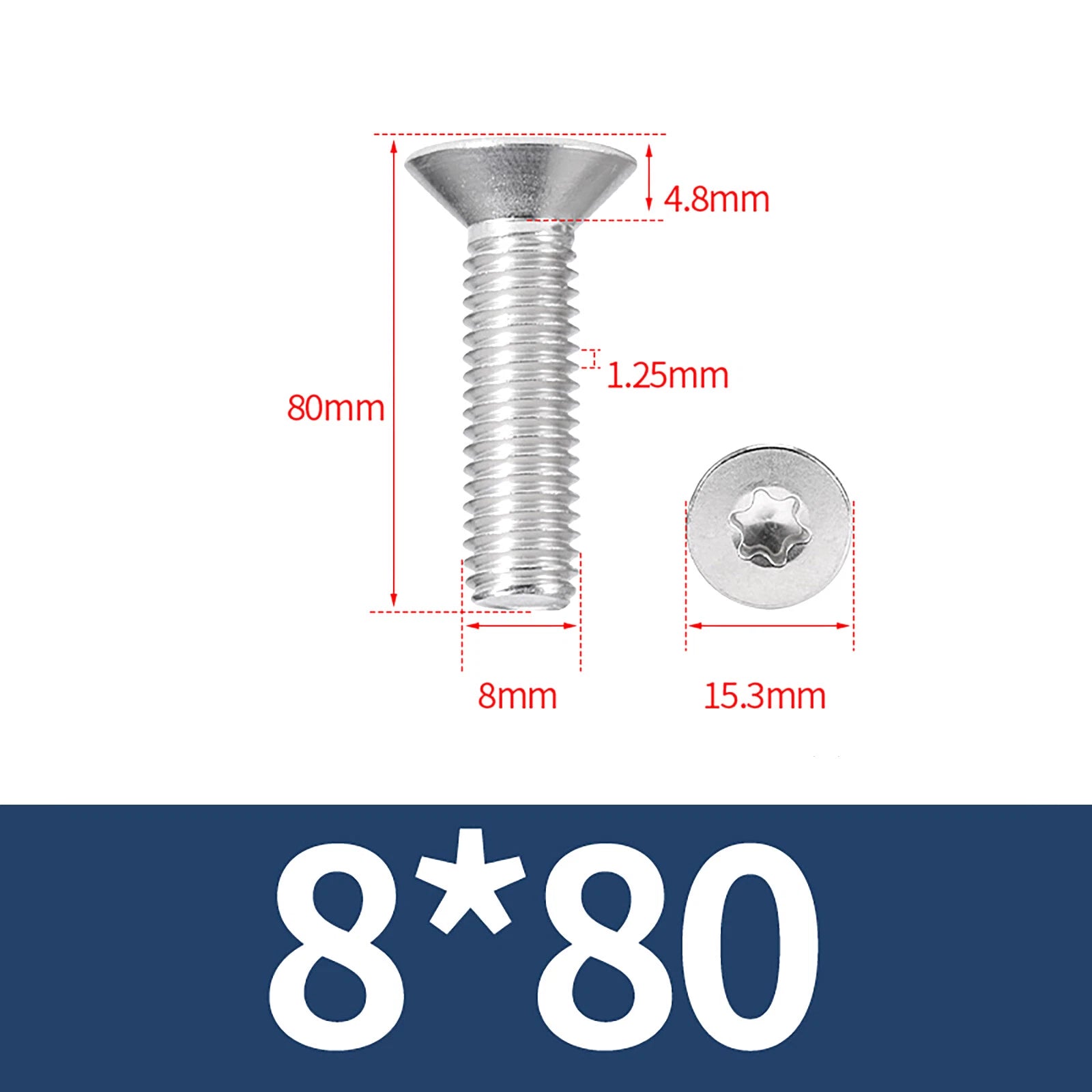 M2- M12 Torx Countersunk Machine Screws Six Lobe Bolts A2 Stainless Steel