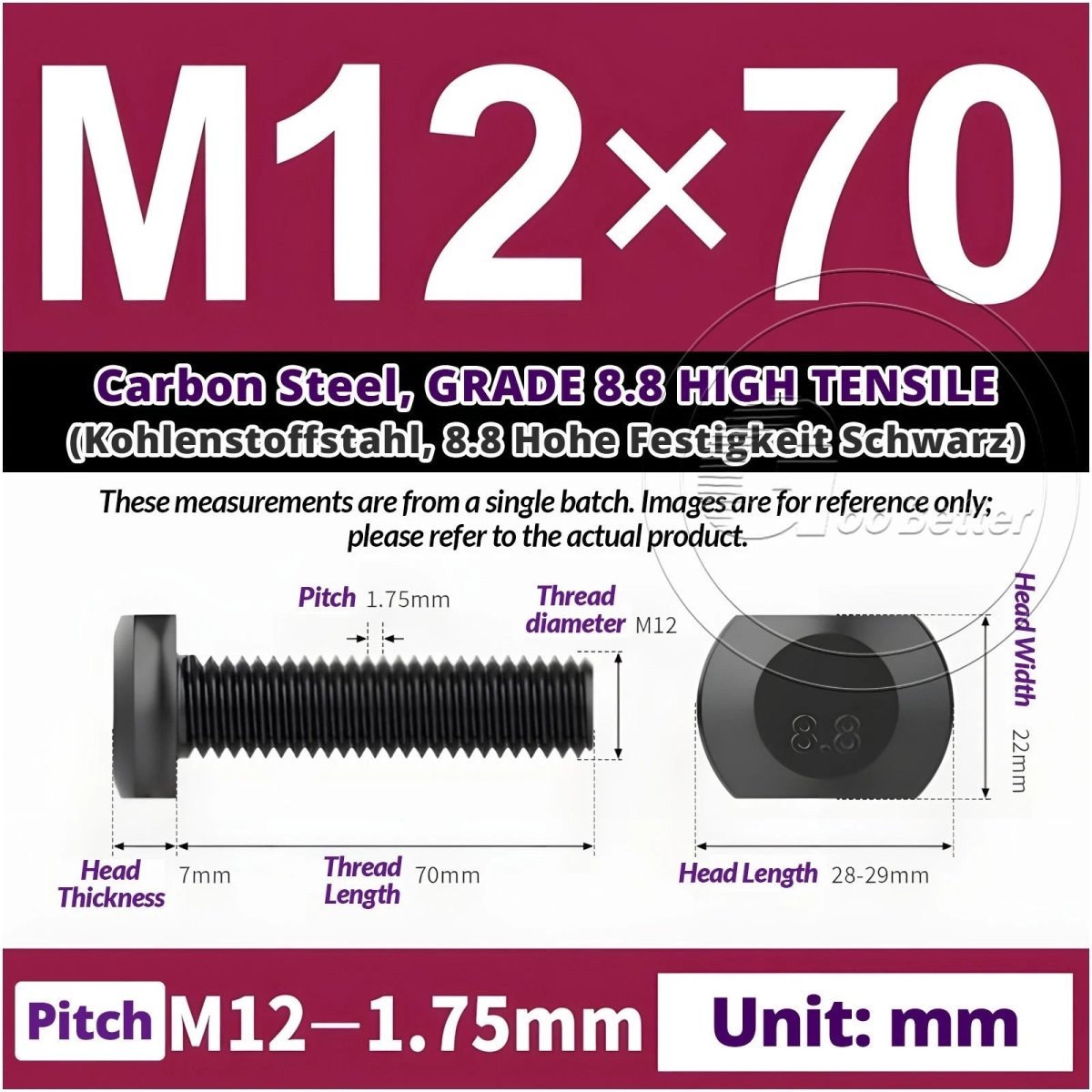 T - Slot Bolts M6 to M20 | Grade 8.8 High Tensile | T - Track Bolts 16mm–500mm - HomeDIYer
