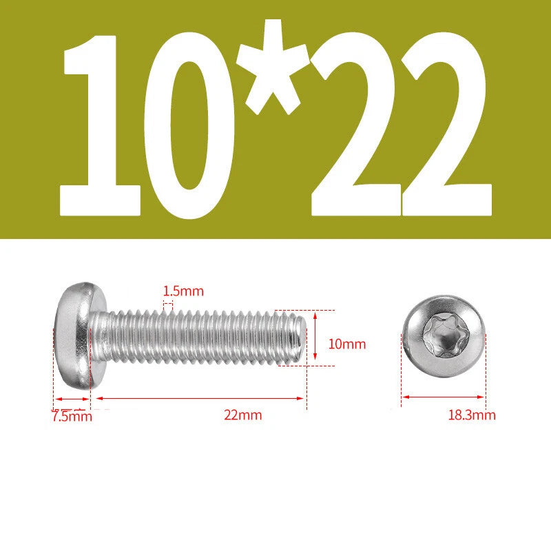 M6 M8 M10 A2 STAINLESS STEEL TORX PAN HEAD MACHINE SCREWS HEXOBULAR BOLTS
