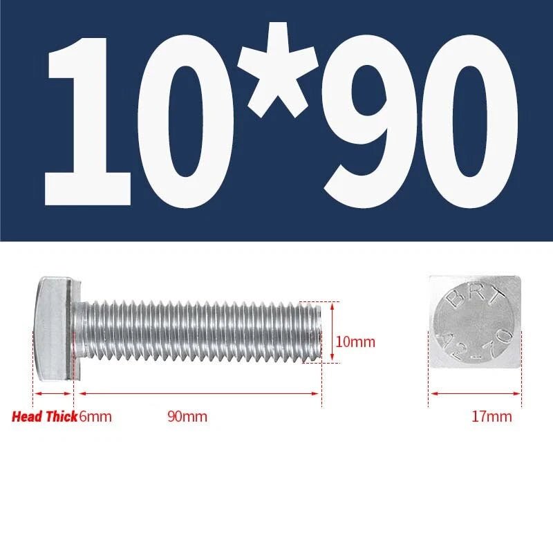 Square Head Bolts M4 M5 M6 M8 M10 M12 — A2 304 Stainless Steel, Multiple Lengths - HomeDIYer
