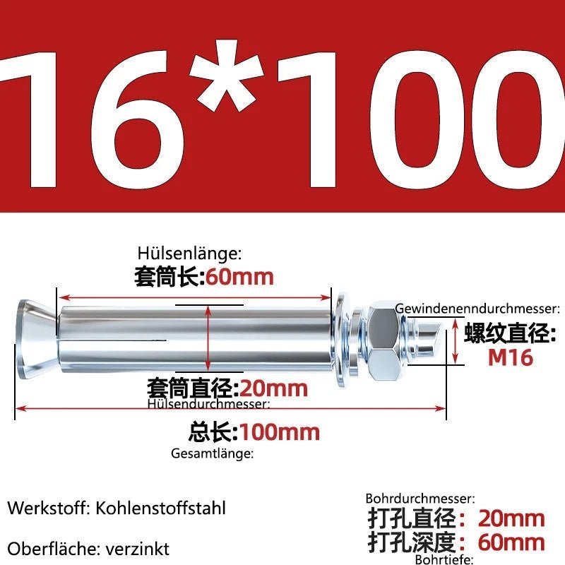Sleeve Anchor Expansion Bolts for Concrete – Galvanised Carbon Steel M6 to M20 - HomeDIYer