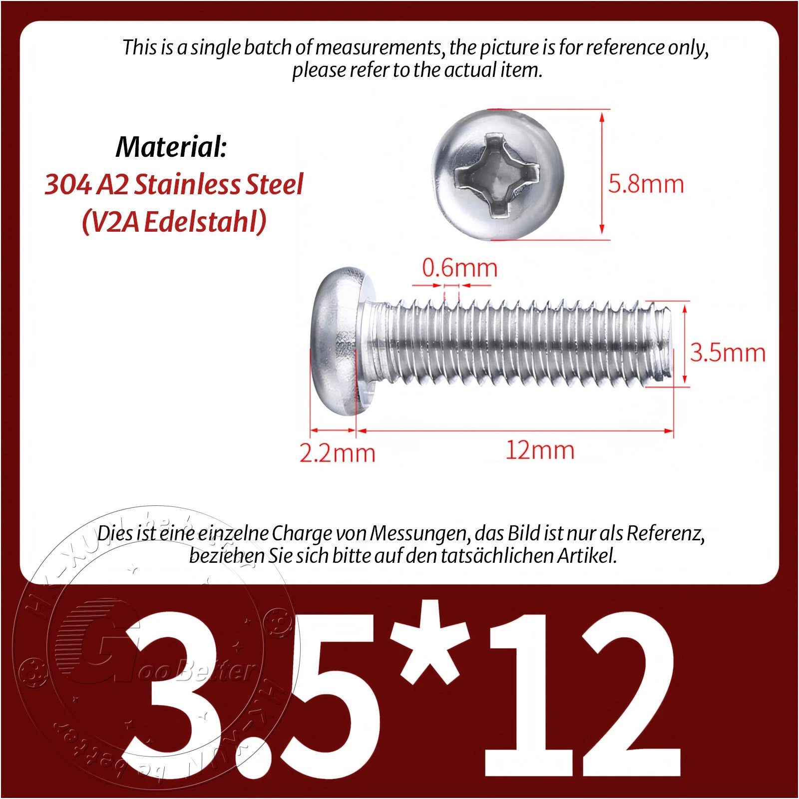 M3 M3.5 Phillips Pan Head Machine Screws – A2 Stainless Steel DIN 7985H (3–180mm Lengths)