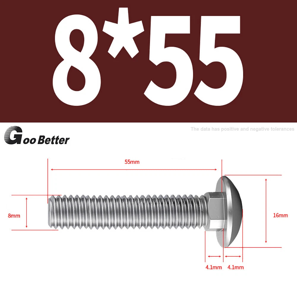 M4–M12 Carriage Bolts A2 Stainless Steel | Cup Square Neck Screws