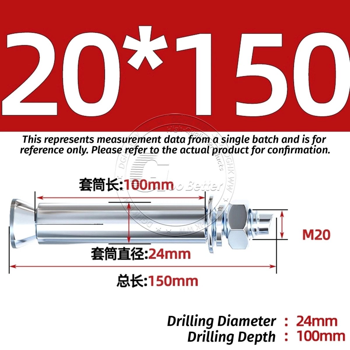 Concrete Expansion Anchor Bolts M6–M20, Extra Long Masonry Wall Screws – Iron Blue White Zinc / Iron - colour Zinc - HomeDIYer