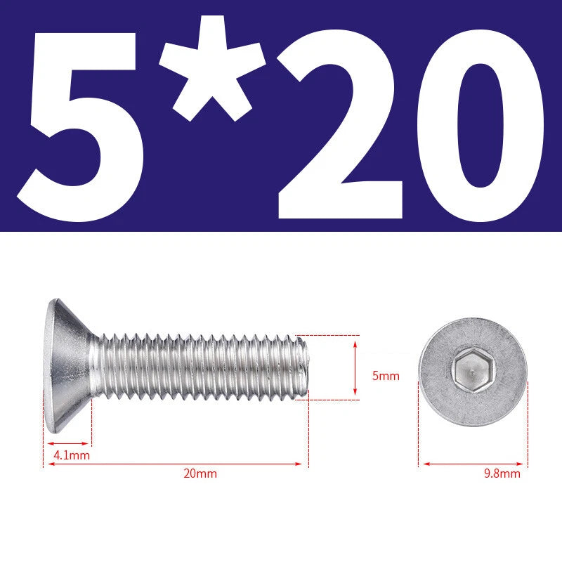 Allen Countersunk Head Screws V4A Steel Hexagon Socket Flat Head Machine Screw