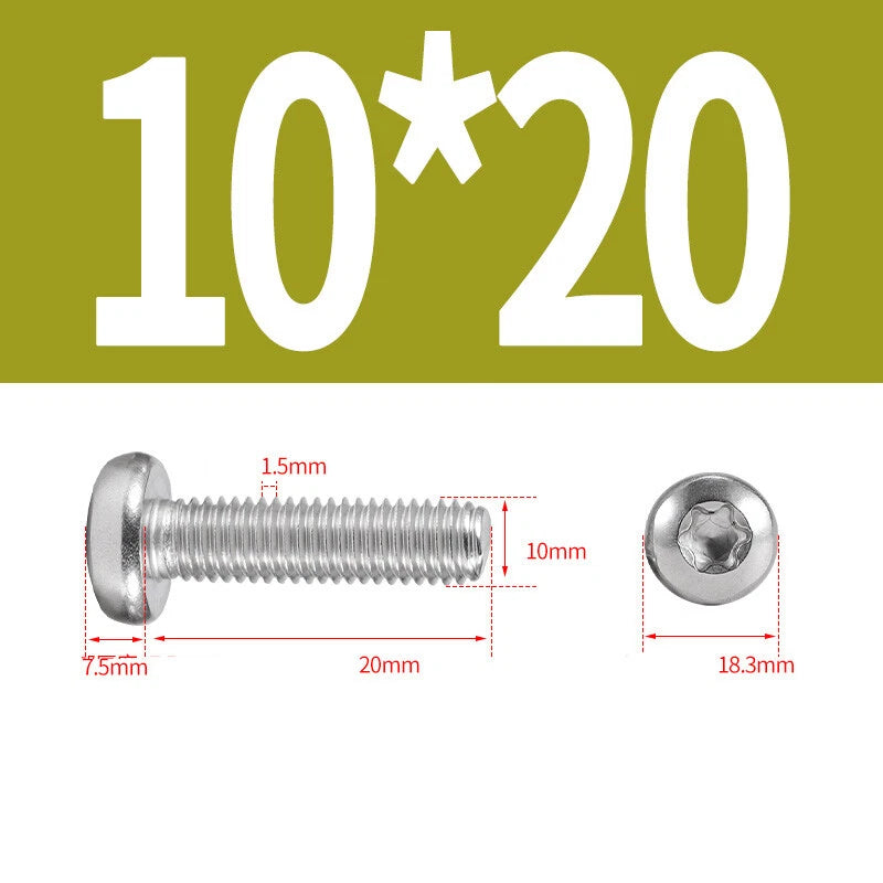 M6 M8 M10 A2 STAINLESS STEEL TORX PAN HEAD MACHINE SCREWS HEXOBULAR BOLTS