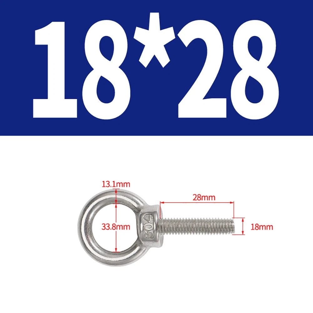 A2 Stainless Steel Eye Bolts DIN 580 — M10 M12 M14 M16 M18 M20 M24 Lifting Ring Bolt