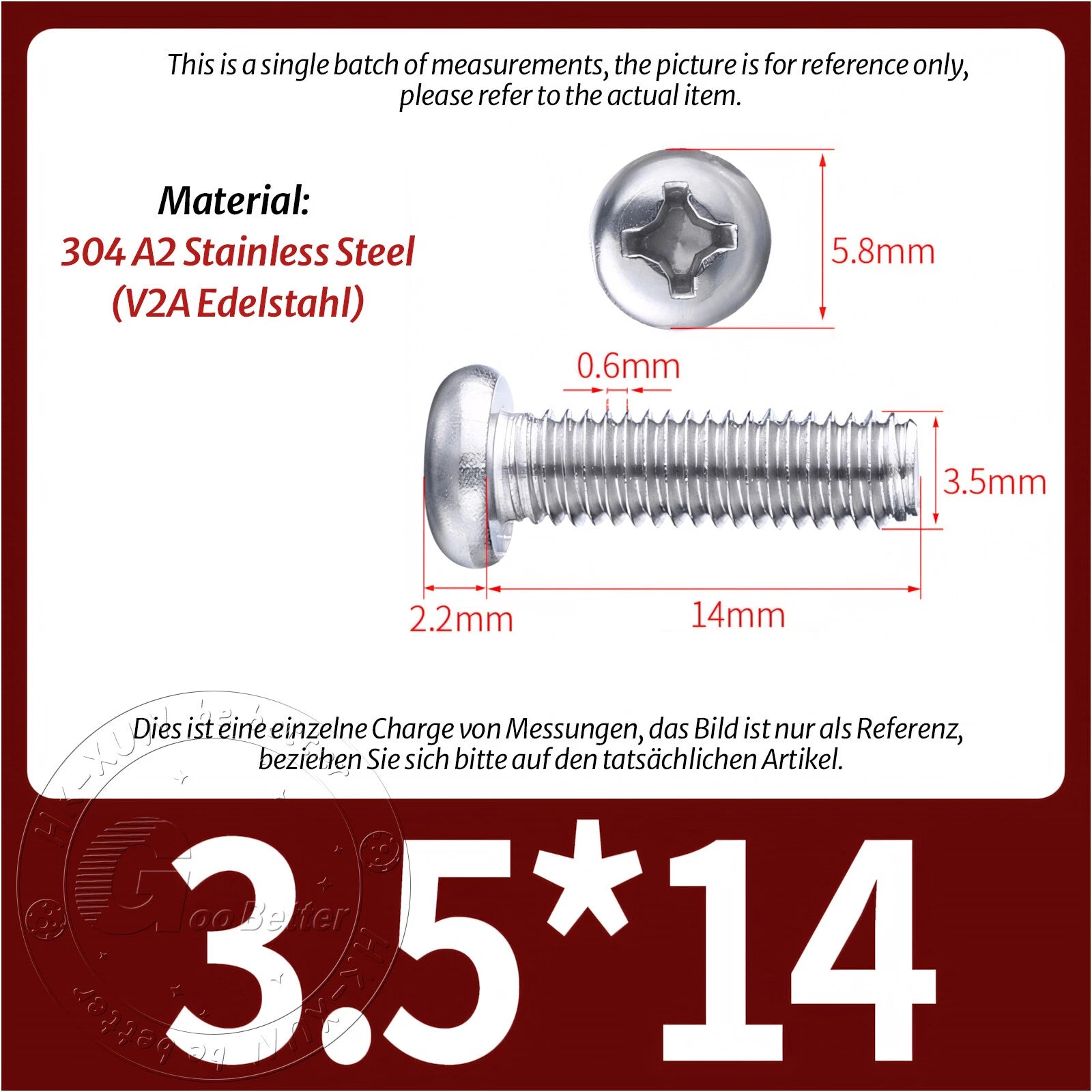 M3 M3.5 Phillips Pan Head Machine Screws – A2 Stainless Steel DIN 7985H (3–180mm Lengths)