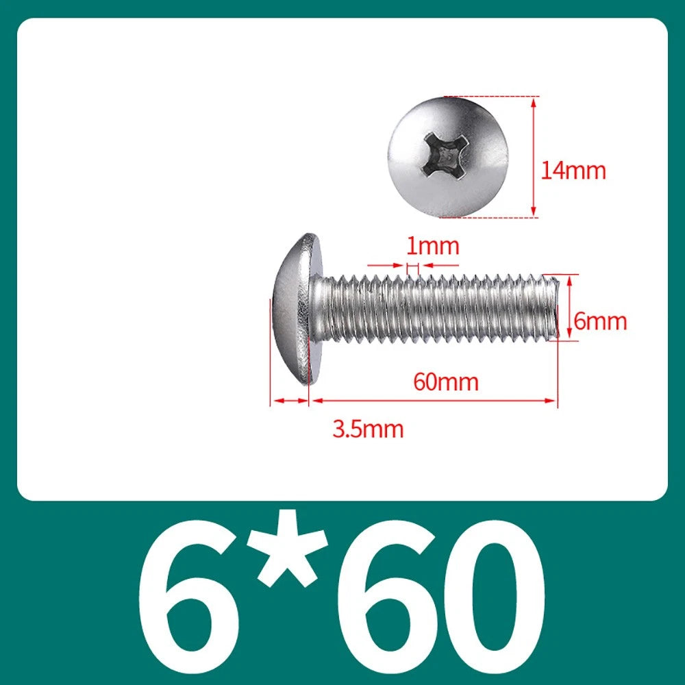 M4-M8 Phillips Truss Head Machine Screw Large Flat Head Screws Stainless Steel