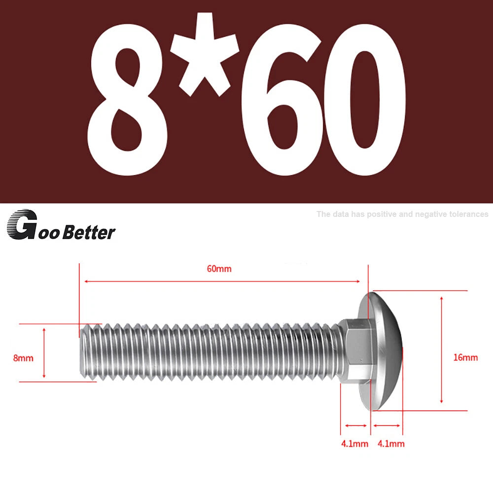 M4–M12 Carriage Bolts A2 Stainless Steel | Cup Square Neck Screws