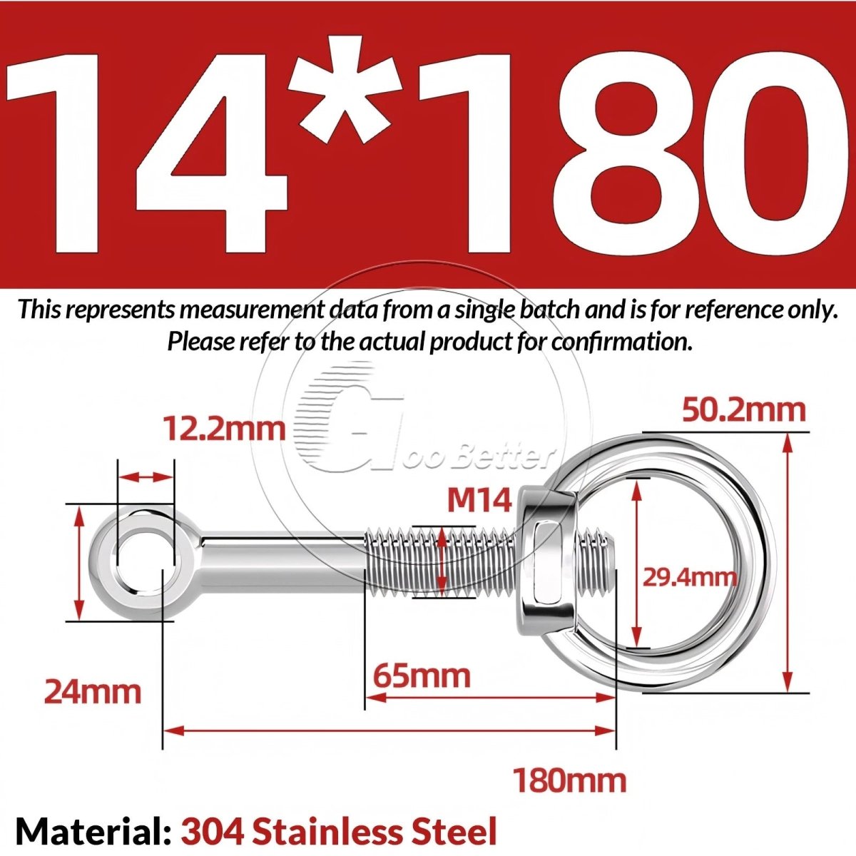 M10 M12 M14 Stainless Steel Eye Bolt & Eye Nut Set — A2 - 304, Threaded Lifting Ring - HomeDIYer