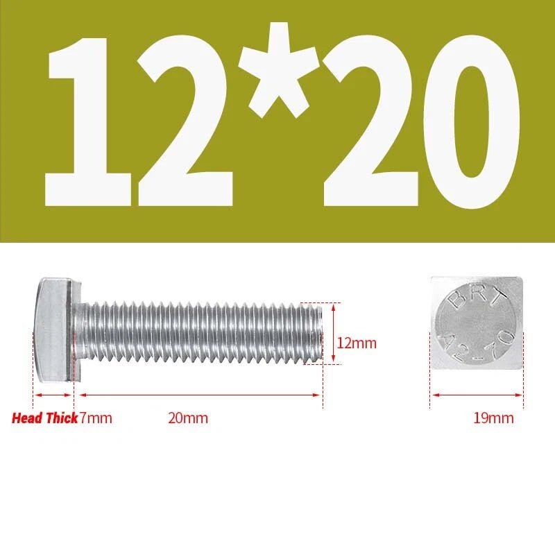 Square Head Bolts M4 M5 M6 M8 M10 M12 — A2 304 Stainless Steel, Multiple Lengths - HomeDIYer