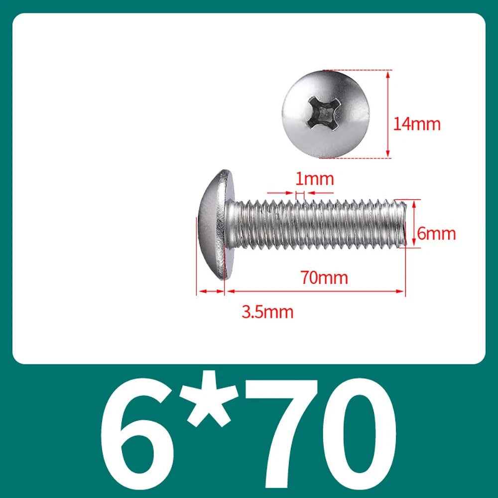 M4-M8 Phillips Truss Head Machine Screw Large Flat Head Screws Stainless Steel