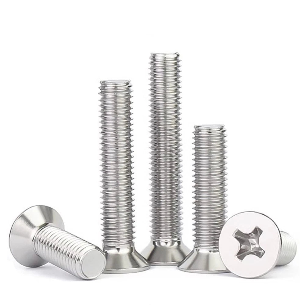 M2–M8 A4 Stainless Steel Phillips Countersunk Screws – Marine Grade, DIN 965, Fully Threaded (3–100mm)