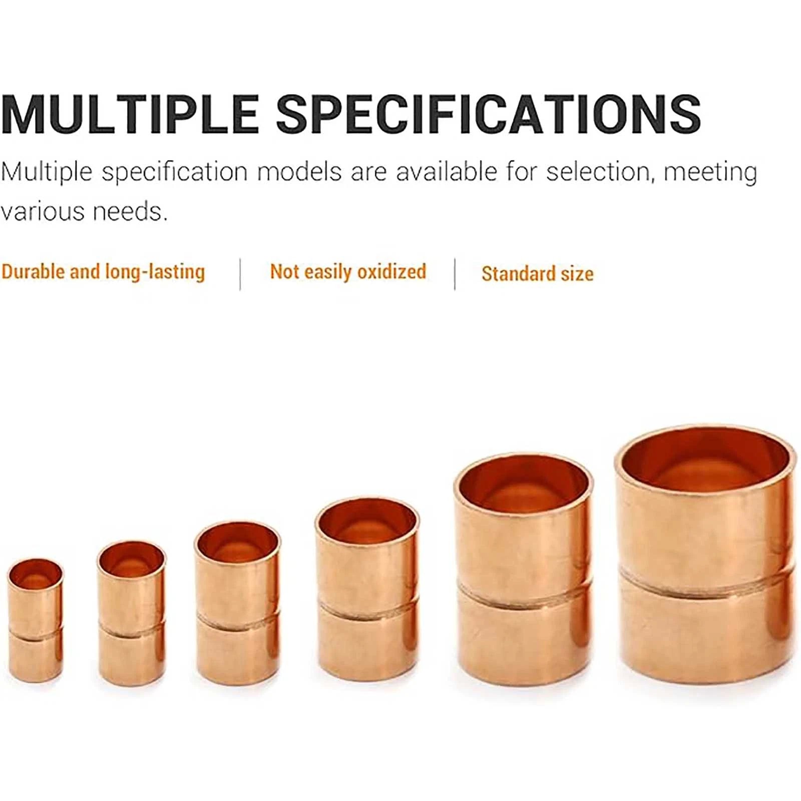 End Feed Copper Pipe Coupling Fittings – WRAS Approved, 6mm to 133mm