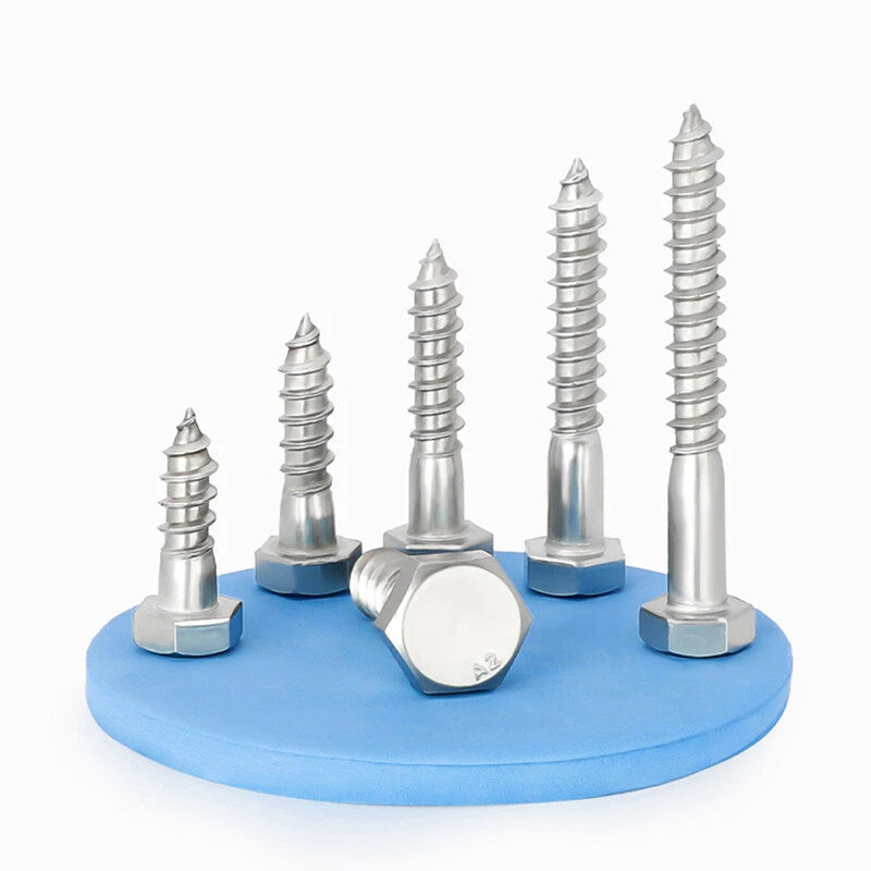 M6 M8 M10 M12 Stainless Steel A2 Screws Hex Hexagon Head Lag Bolts Wood Screw