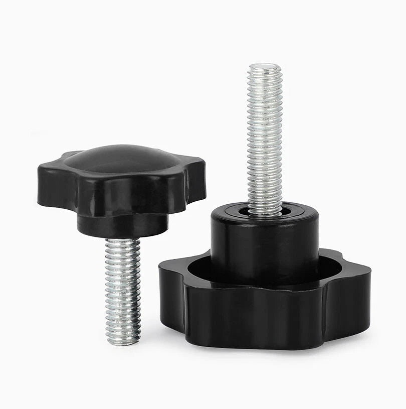M8 Plastic Black Thumb Screw Male Thread Star Knob Grip Hand Tightening Screws