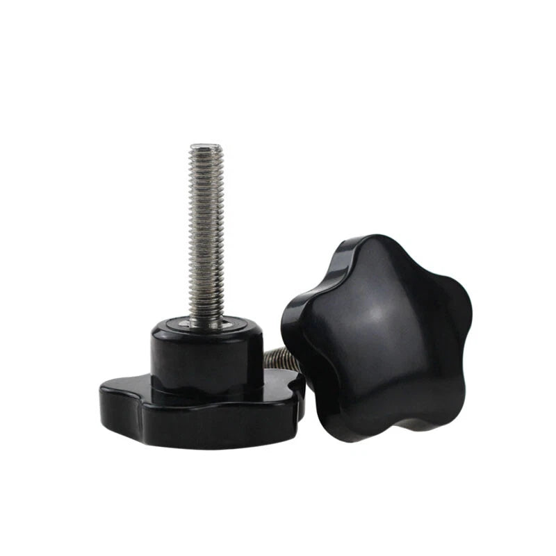 Plastic Black Thumb Screw M5 M6 Male Thread Pentagram Star Knob Grip Hand Screws