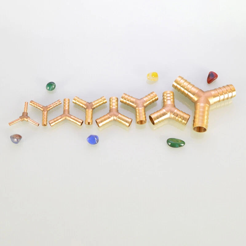 Brass Y-Piece 3-Way Reducer Joiner — Air Gas Fuel Water Pipe Fitting OD 4mm–19mm