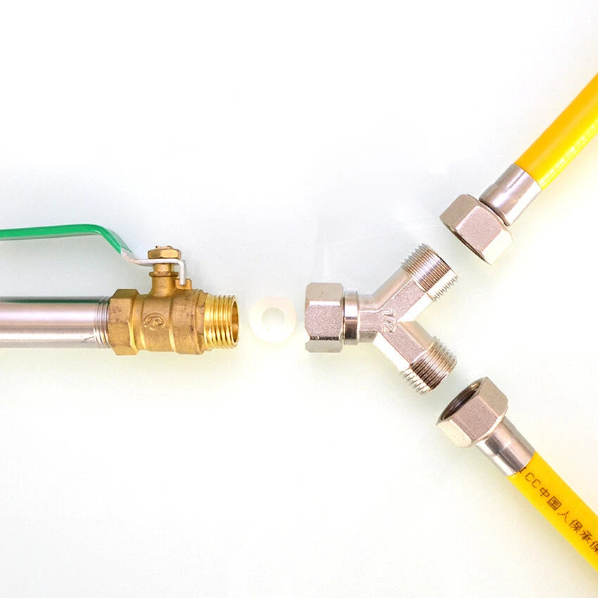 Brass BSP 1/2" Y-Type 3-Way Pipe Fitting — Female & Male Thread Connector Adapter