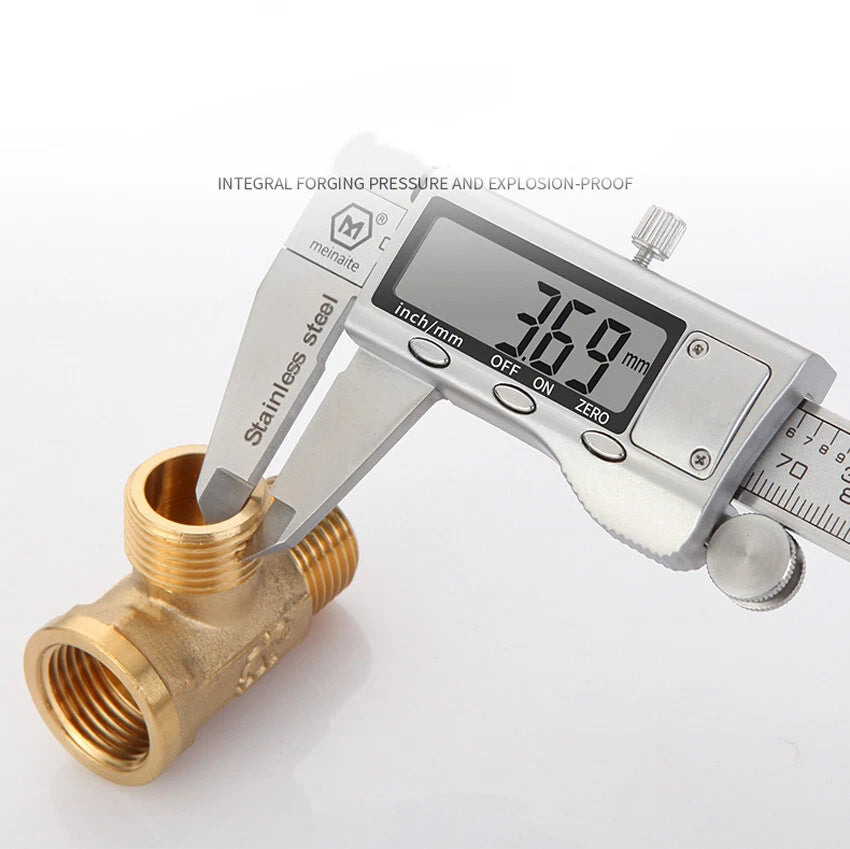 Brass BSP Tee Pipe Fitting — 1/2" to 1" Male & Female Thread T-Connector Adapter