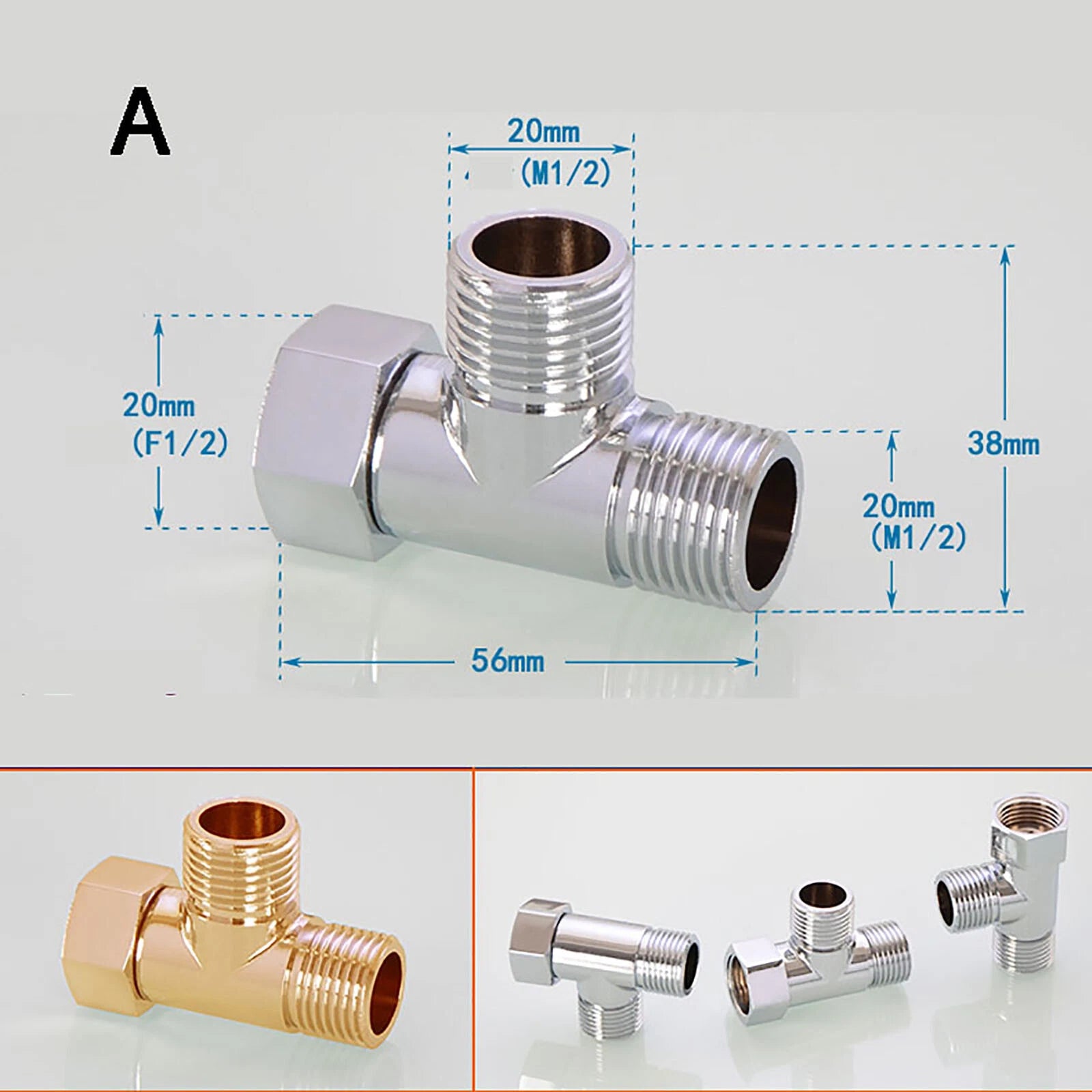 1/2" BSP Brass Pipe Fittings — T Piece, Elbow, Y Piece & Cross Connector