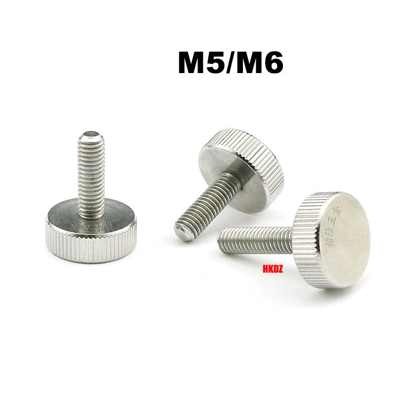 M5 M6 Flat Head Knurled Thumb Screws 303 Stainless Steel 8mm to 35mm Hand Bolts